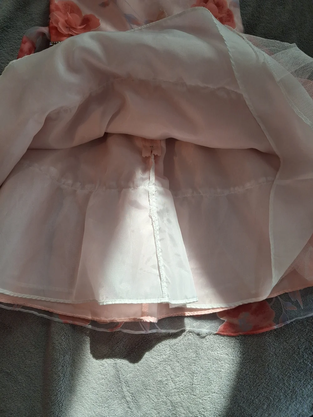 Rare Editions Coral Floral Organza Party Dress with Beaded Waist